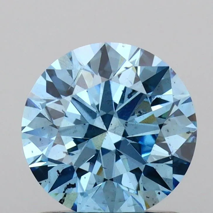1.04ct Round Lab Grown Diamond (Colour Fancy Vivid Blue, Clarity SI2, Cut ID, IGI Certified)