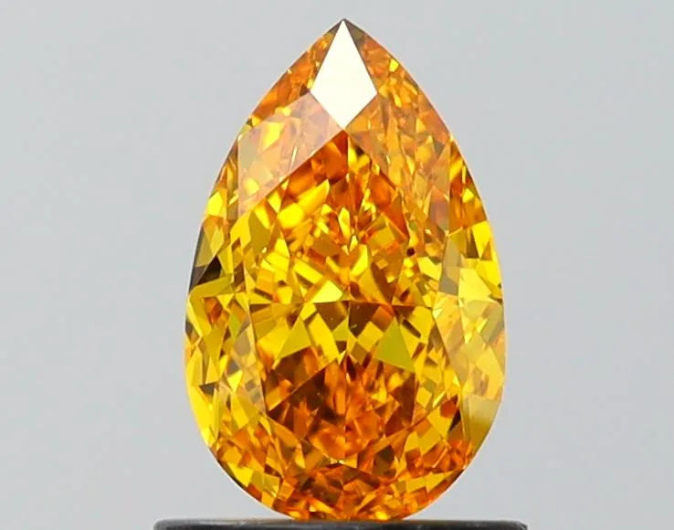 1.08ct Pear Lab Grown Diamond (Colour Fancy Vivid Yellow Orange, Clarity VS1, IGI Certified)