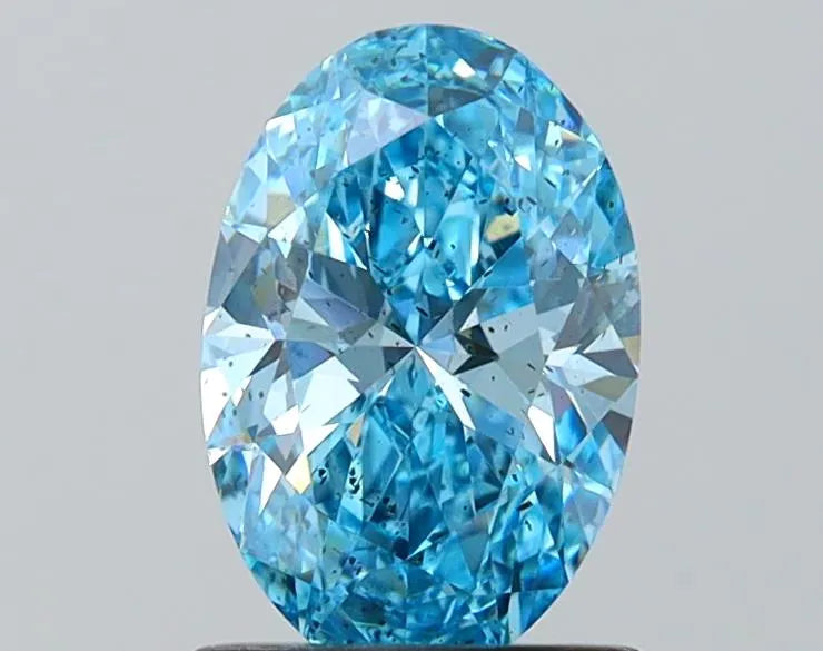 1.08ct Oval Lab Grown Diamond (Colour Fancy Vivid Blue, Clarity SI2, IGI Certified)